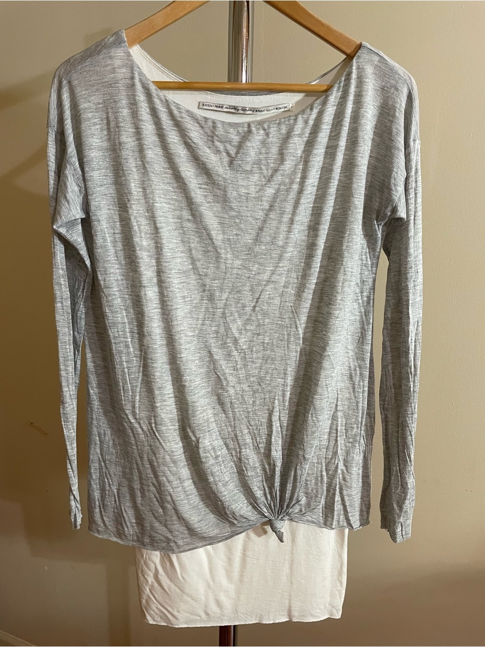 Anthropologie Heather Gray Long-Sleeve Twist-Hem dress